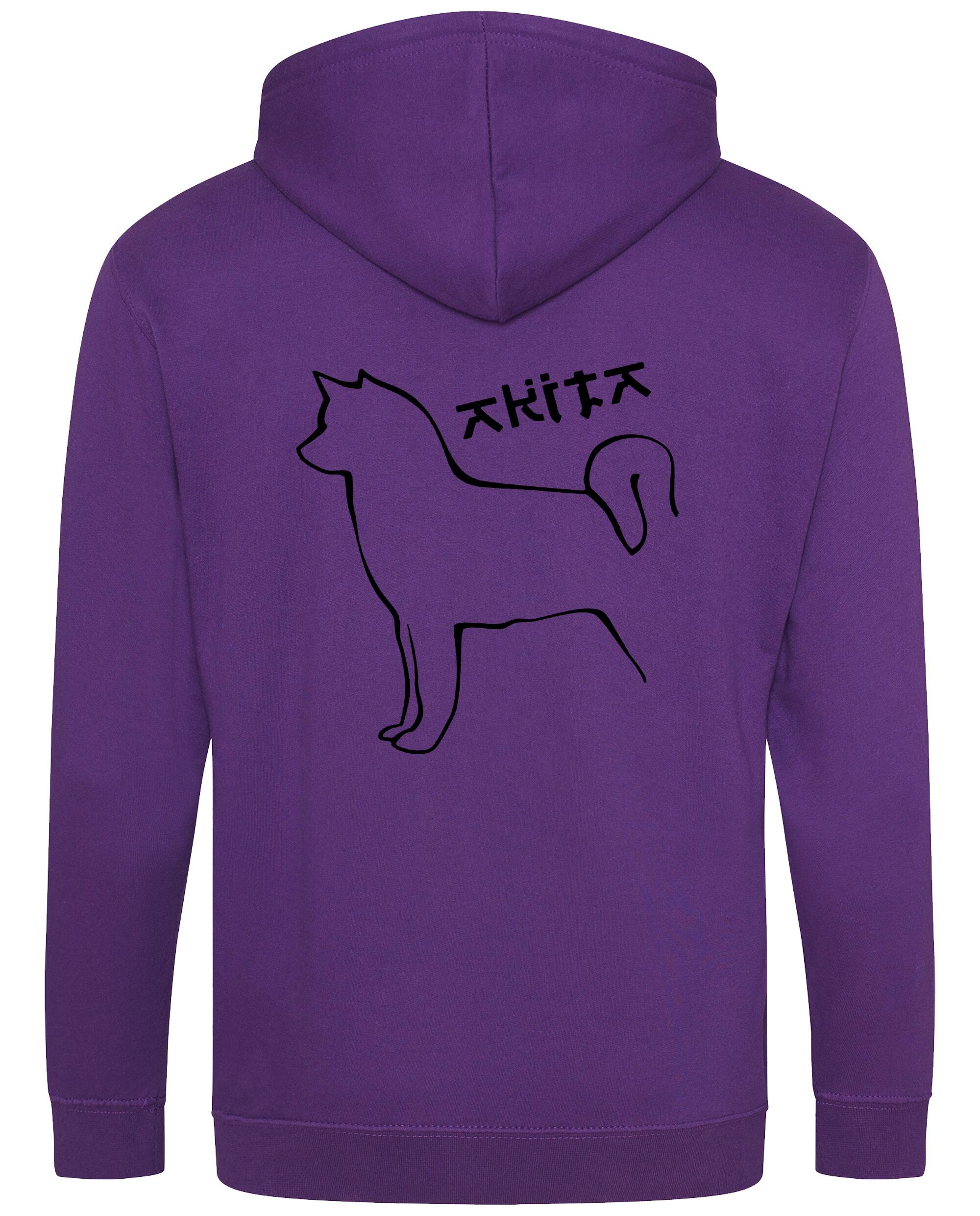 Unisex Akita Zipped Hoodie Purple Black