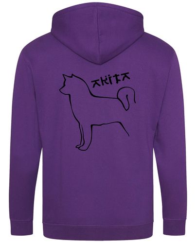 Unisex Akita Zipped Hoodie Purple (Black)