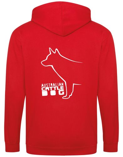 Unisex Australian Cattle Dog Zipped Hoodie Red (White)