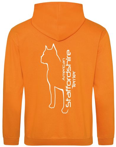 Unisex American Staffordshire Terrier Pullover Hoodie Orange Crush (White)