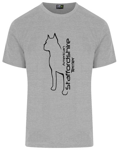 Unisex American Staffordshire Terrier Roundneck T-Shirt Heather Grey (Black)