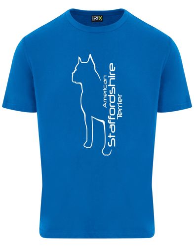 Unisex American Staffordshire Terrier Roundneck T-Shirt Sapphire Blue (White)