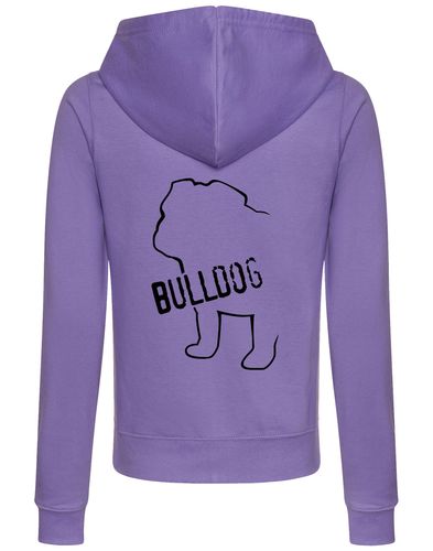 Female Bulldog (Body Design) Zipped Hoodie Lavender (Black)