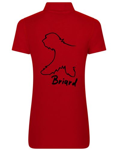 Female Briard Polo Shirt Red (Black)