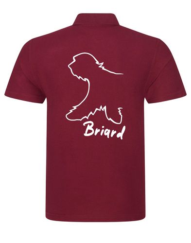 Unisex Briard Polo Shirt Burgundy (White)