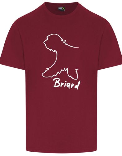 Unisex Briard Roundneck T-Shirt Burgundy (White)