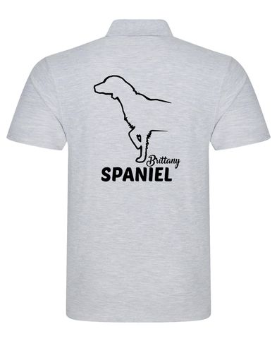 Unisex Brittany Spaniel Polo Shirt Heather Grey (Black)