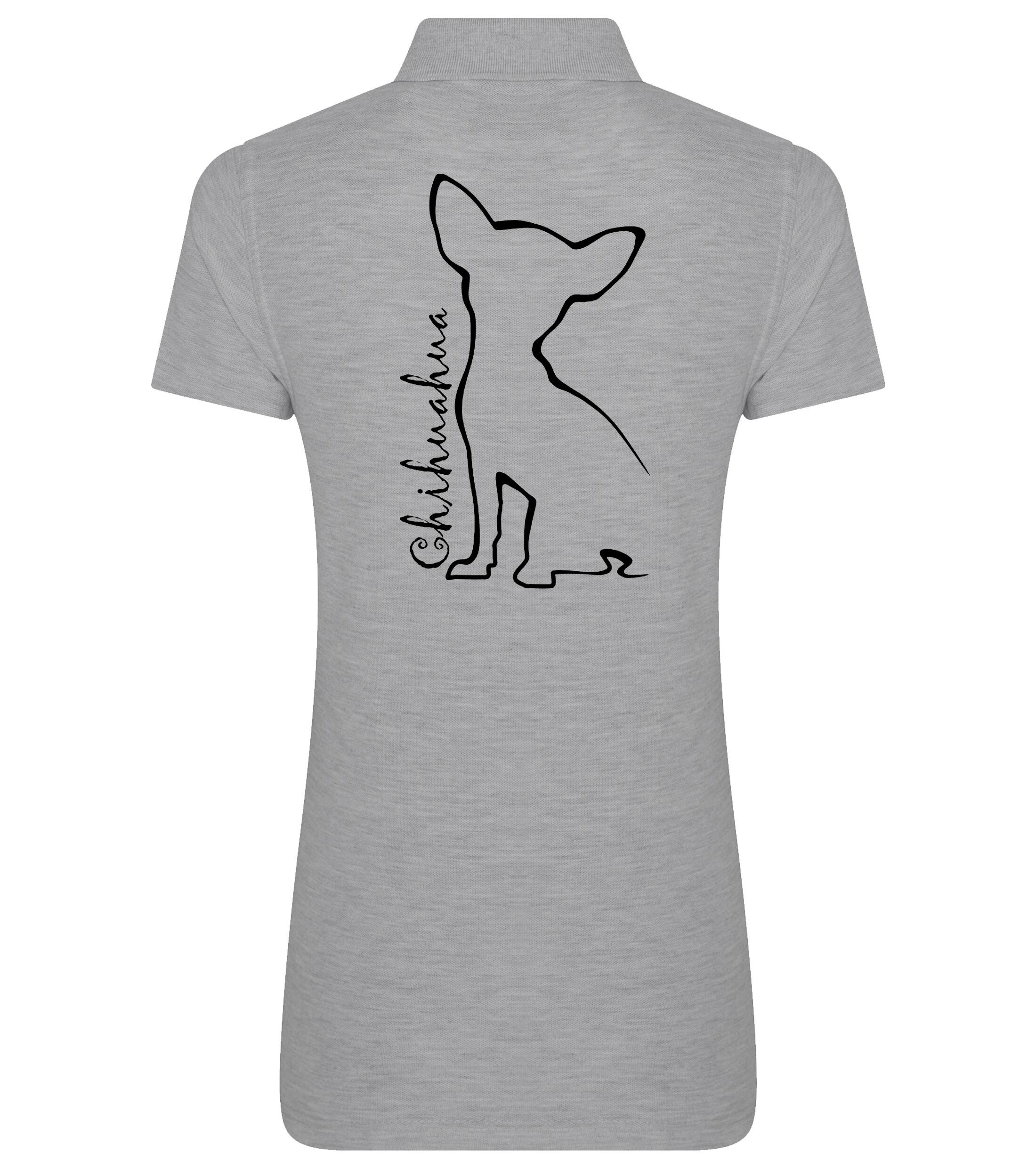 Women’s Cotton Polo with Chihuahua Outline Design – Perfect for Every Chihuahua Lover