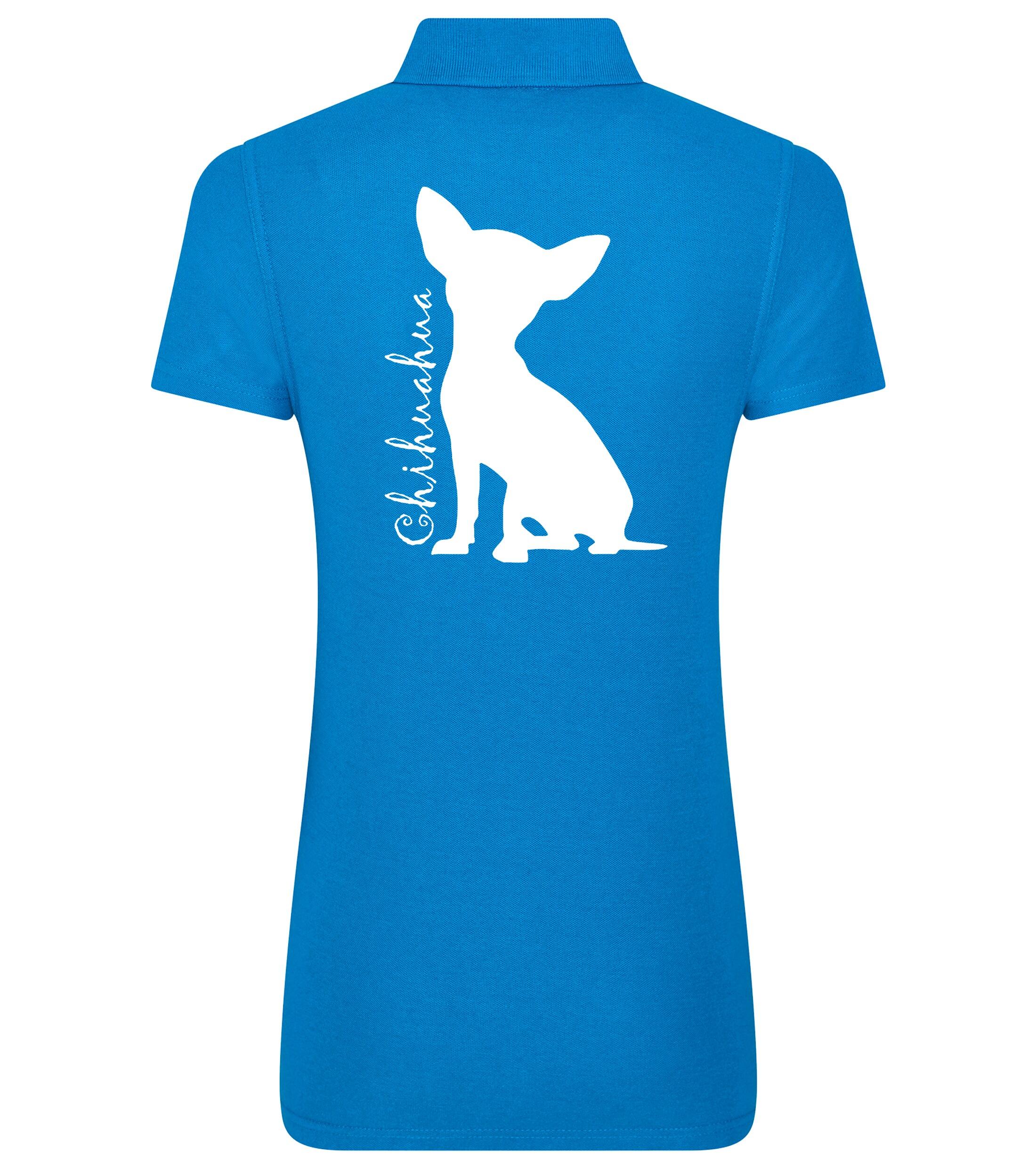Women’s Cotton Polo with Chihuahua Silhouette Design – Essential Style for Chihuahua Lovers