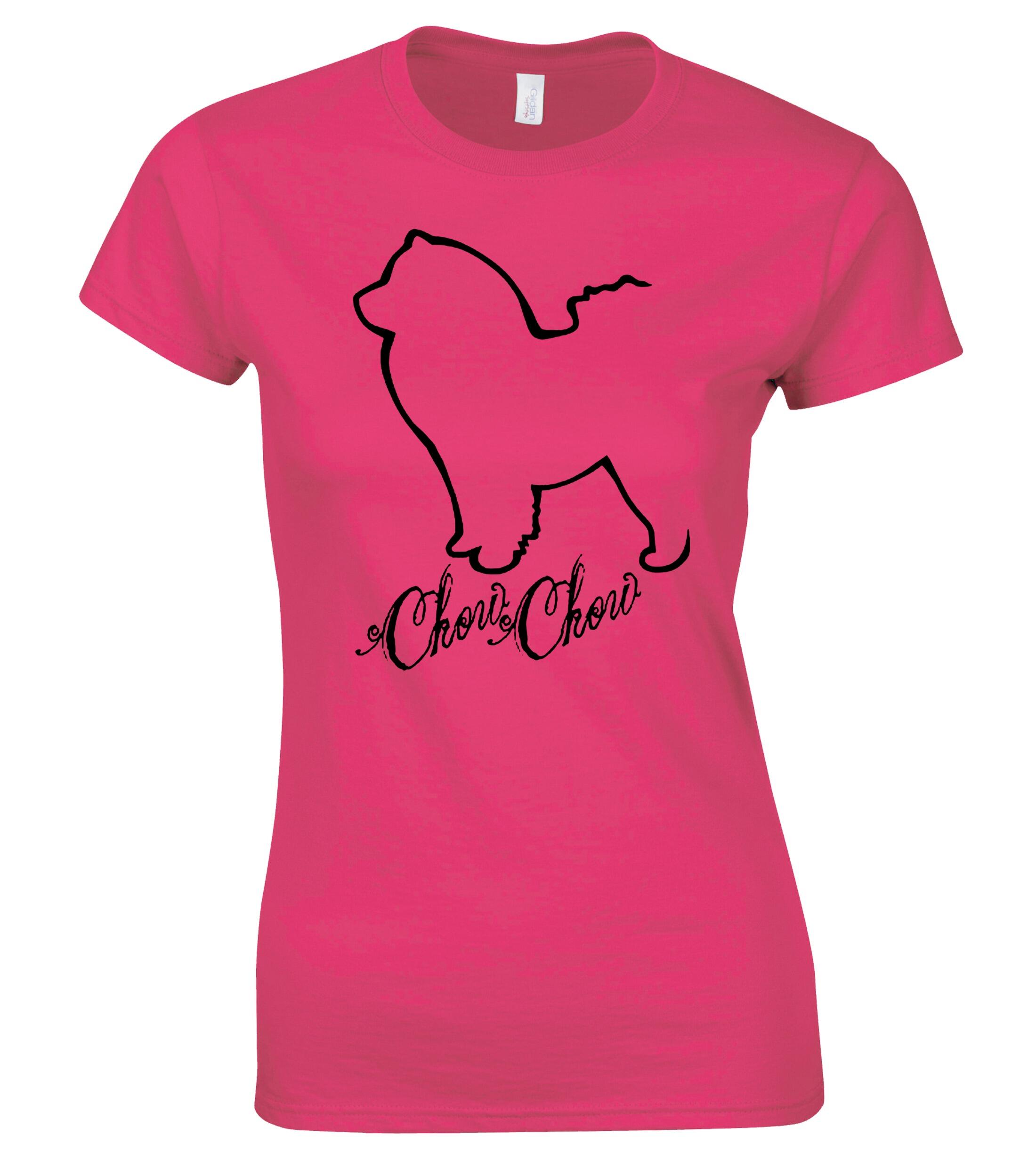 Female Roundneck T-shirt with Chow Chow Dog Breed Design – Perfect for Every Chow Chow Lover