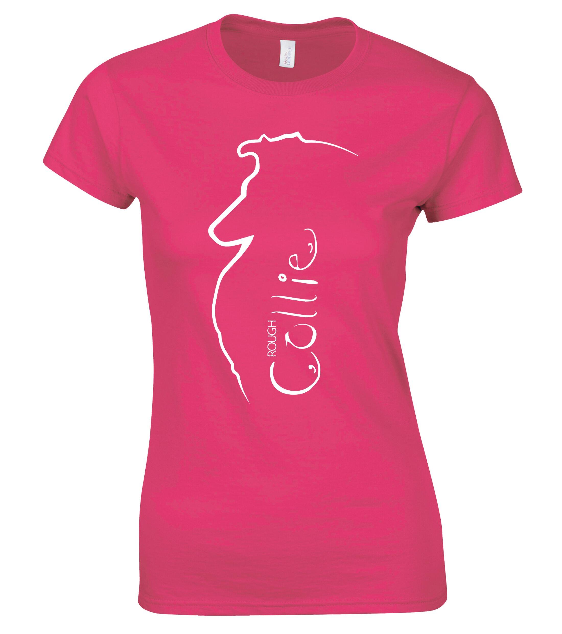 Female Roundneck T-Shirt with Collie (Rough) Dog Breed Design – Perfect for Every Rough Collie Lover