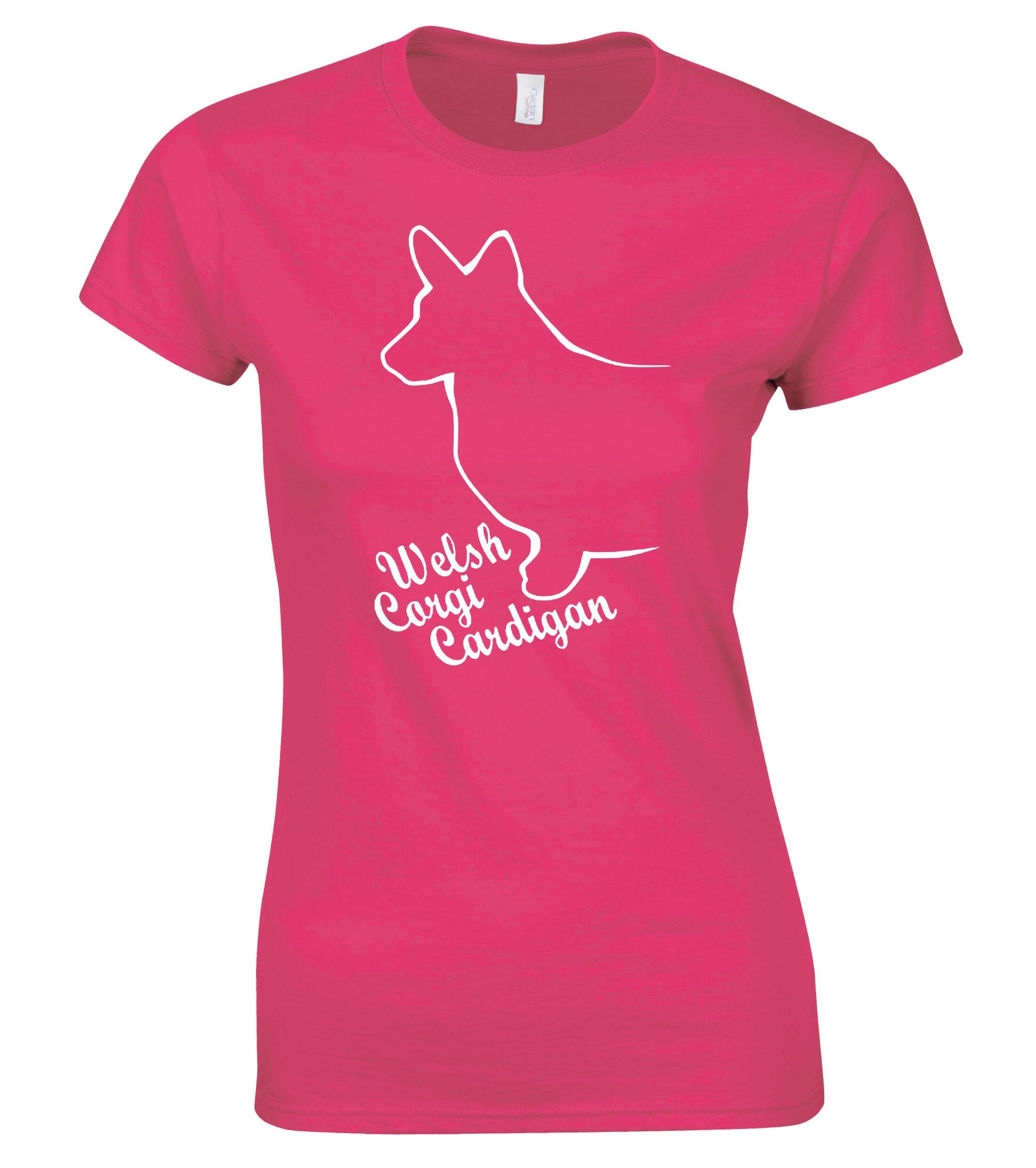 Female Roundneck T-shirt with Corgi Cardigan (Welsh) Dog Breed Design – Perfect for Corgi Enthusiasts