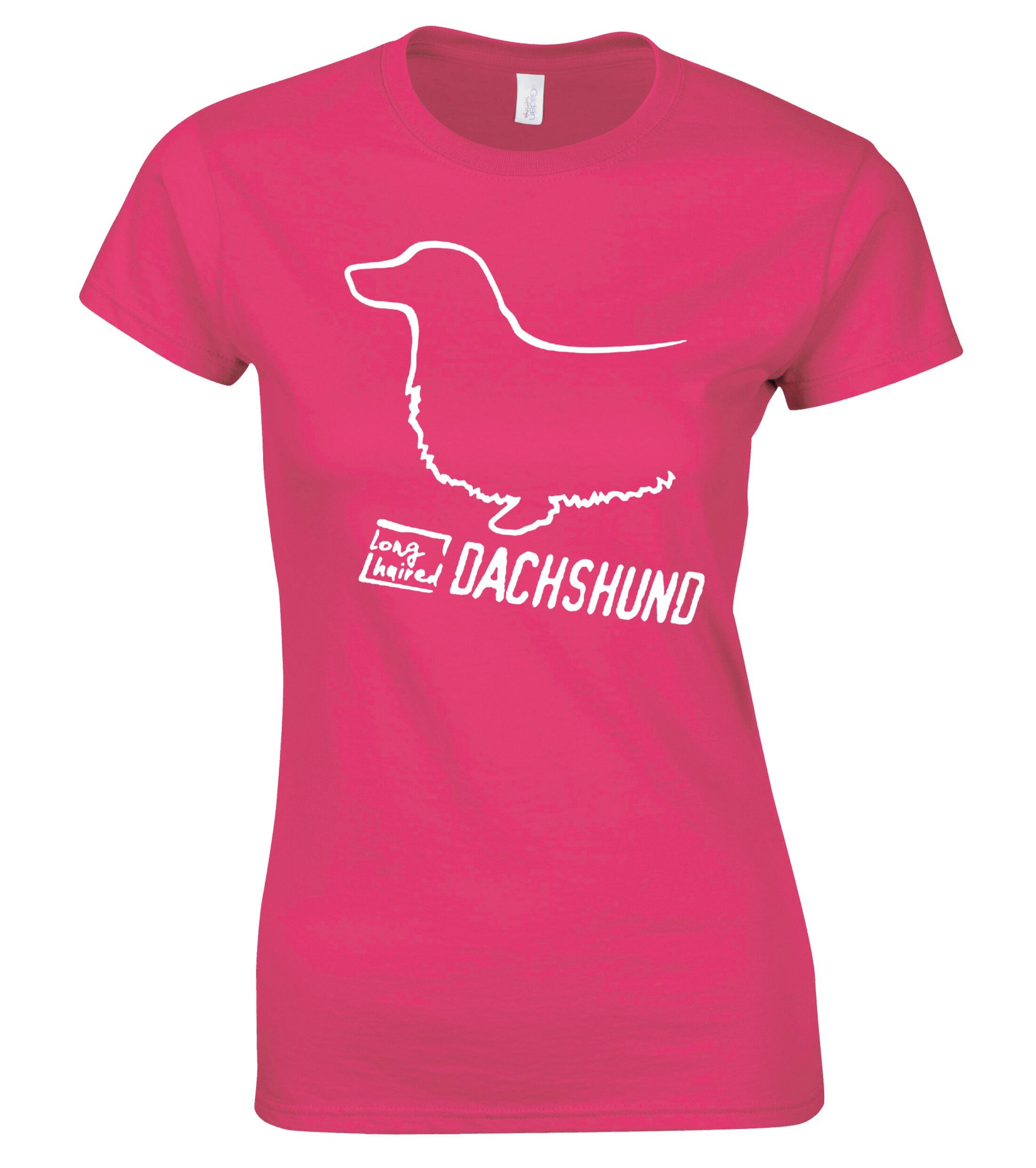 Dachshund (Longhaired) Dog Breed Design Women’s Roundneck T-Shirt – Celebrate Your Love in Style