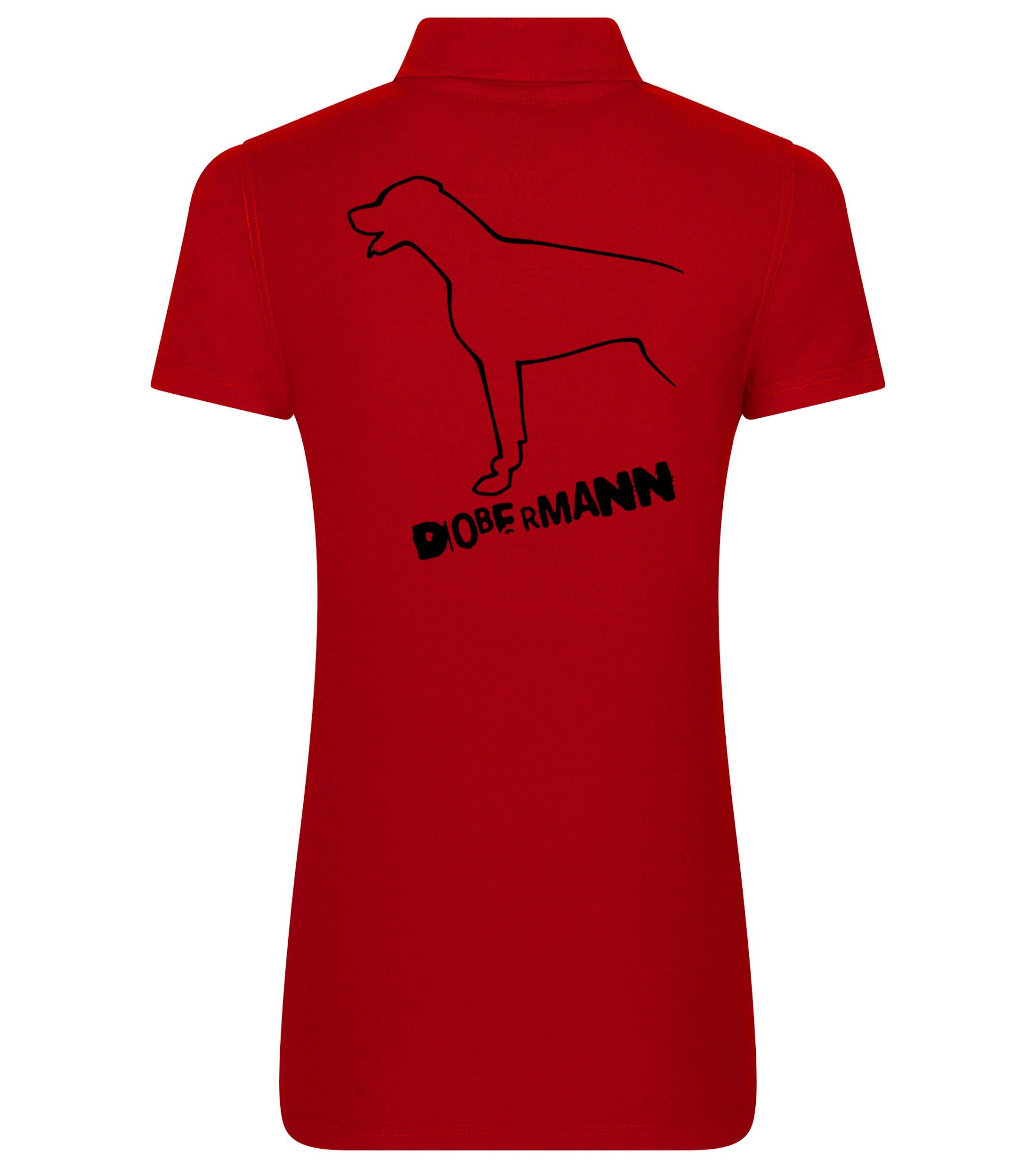 Dobermann (Outline) Women’s Cotton Polo – Timeless Elegance for Dobermann Enthusiasts