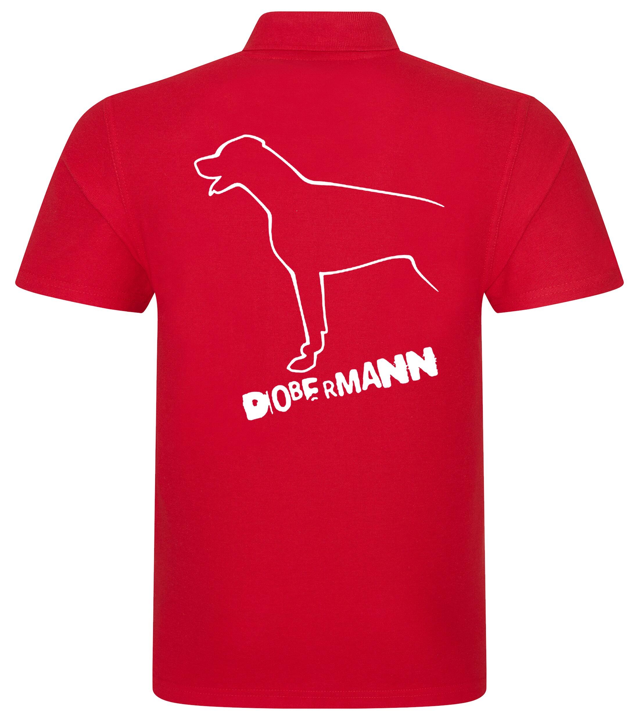 Dobermann (Outline) Unisex Cotton Polo – Classic Style for Dobermann Enthusiasts