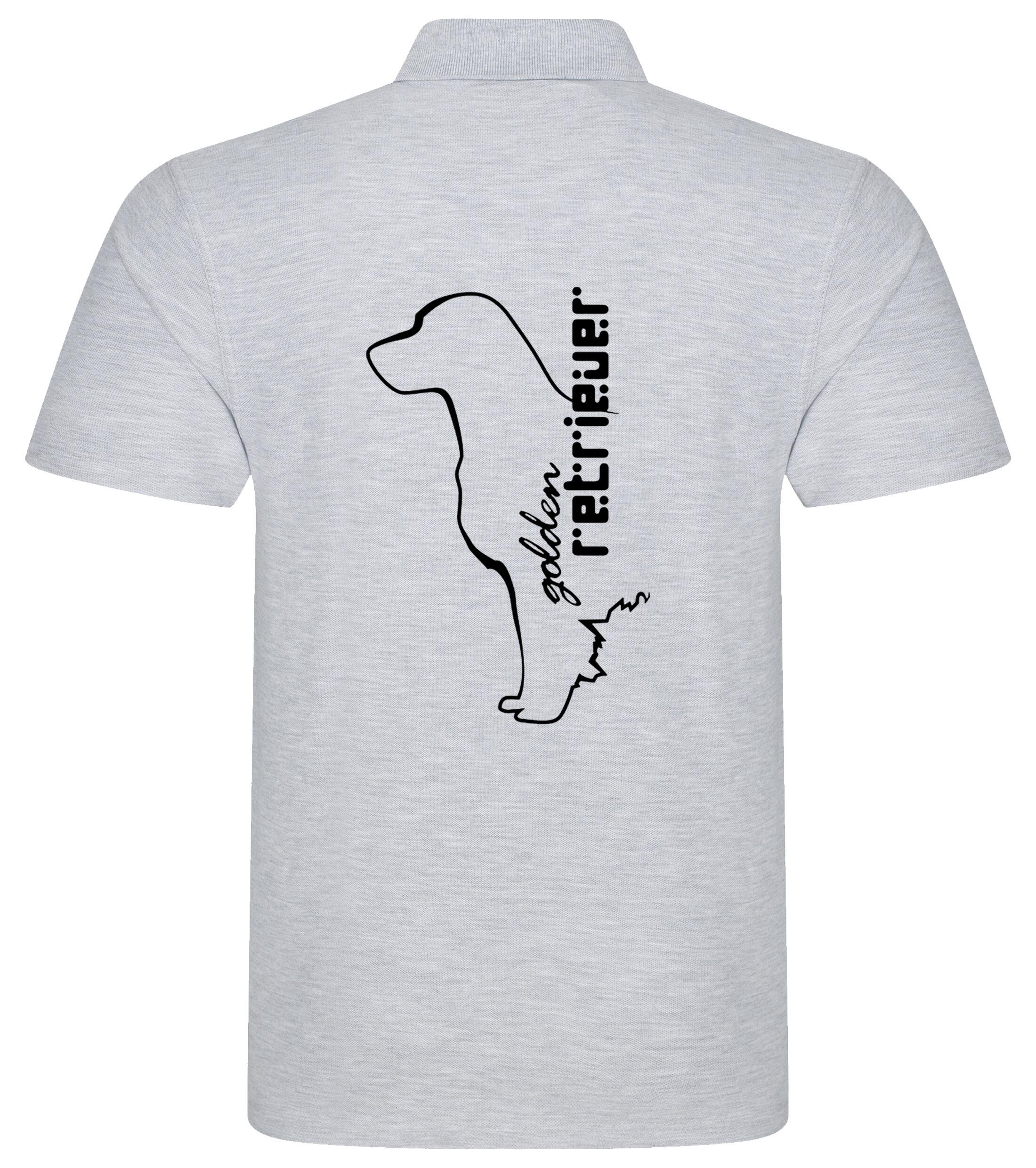 Unisex Cotton Polo with a detailed Golden Retriever graphic, crafted from breathable cotton fabric for lightweight comfort, featuring a classic polo collar and relaxed fit for versatile style.