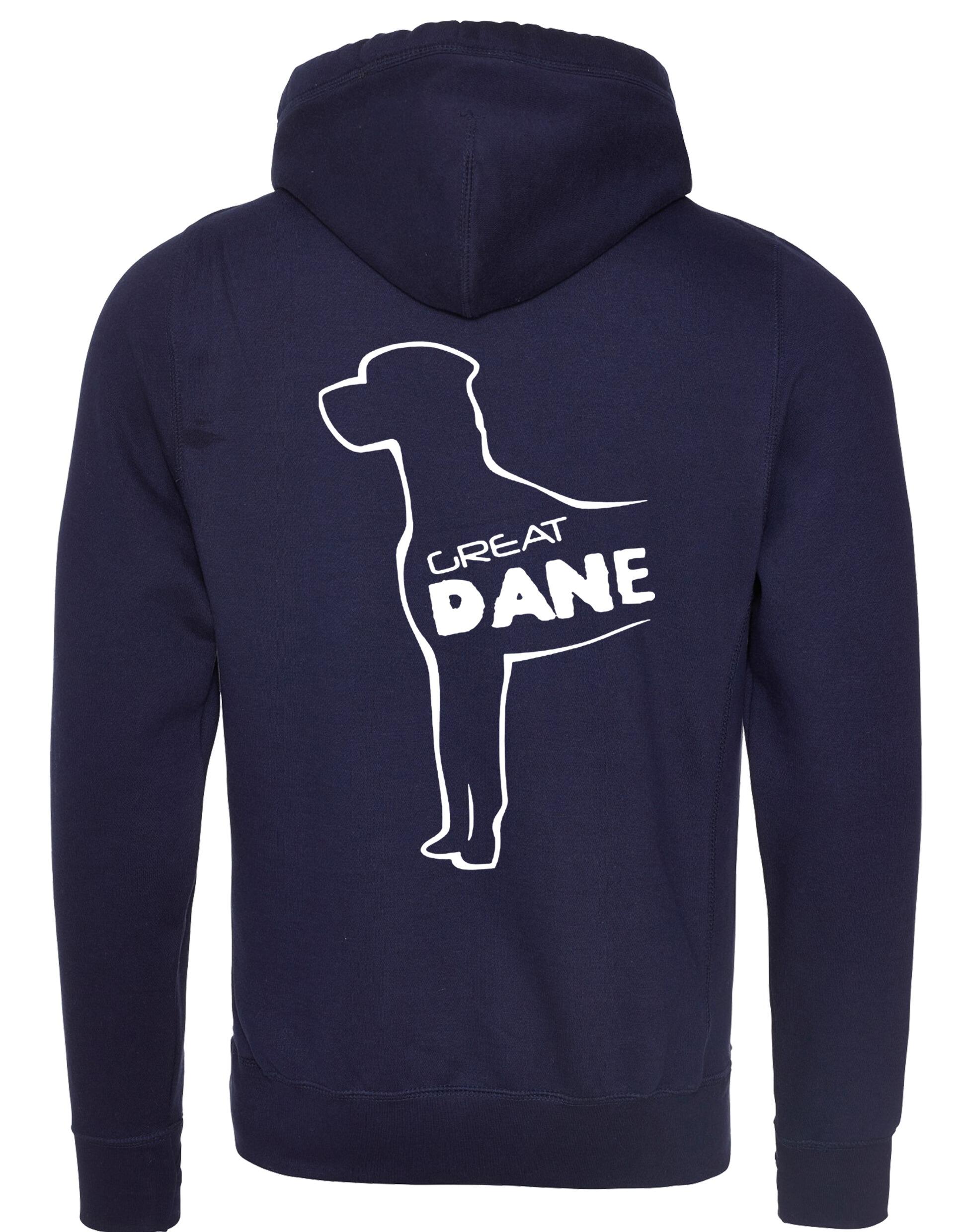 Unisex crossneck pullover hoodie featuring a detailed Great Dane graphic, made from heavy-blend fabric with a brushed fleece interior, modern design, and practical kangaroo pocket.