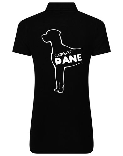 Women’s cotton polo featuring an exclusive Great Dane design, crafted from breathable fabric with a flattering feminine fit, perfect for casual outings or dog events.