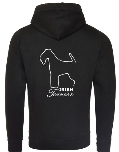 Irish Terrier Crossneck Pullover Hoodie with exclusive breed artwork, modern crossneck design, and practical kangaroo pocket.