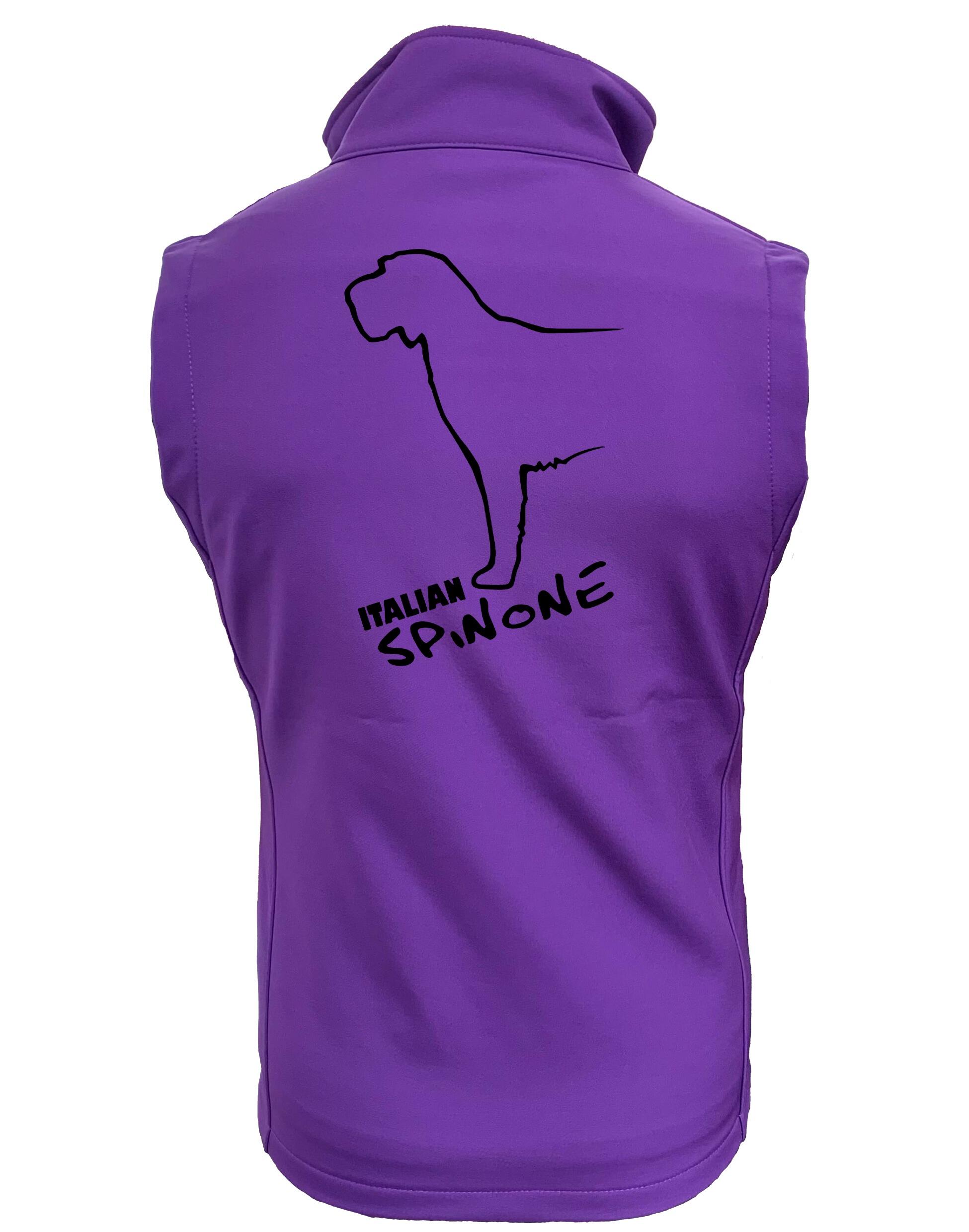 Unisex softshell gilet featuring Italian Spinone breed design, fleece lining, water-resistant fabric, and full-zip front for all-day comfort and warmth.