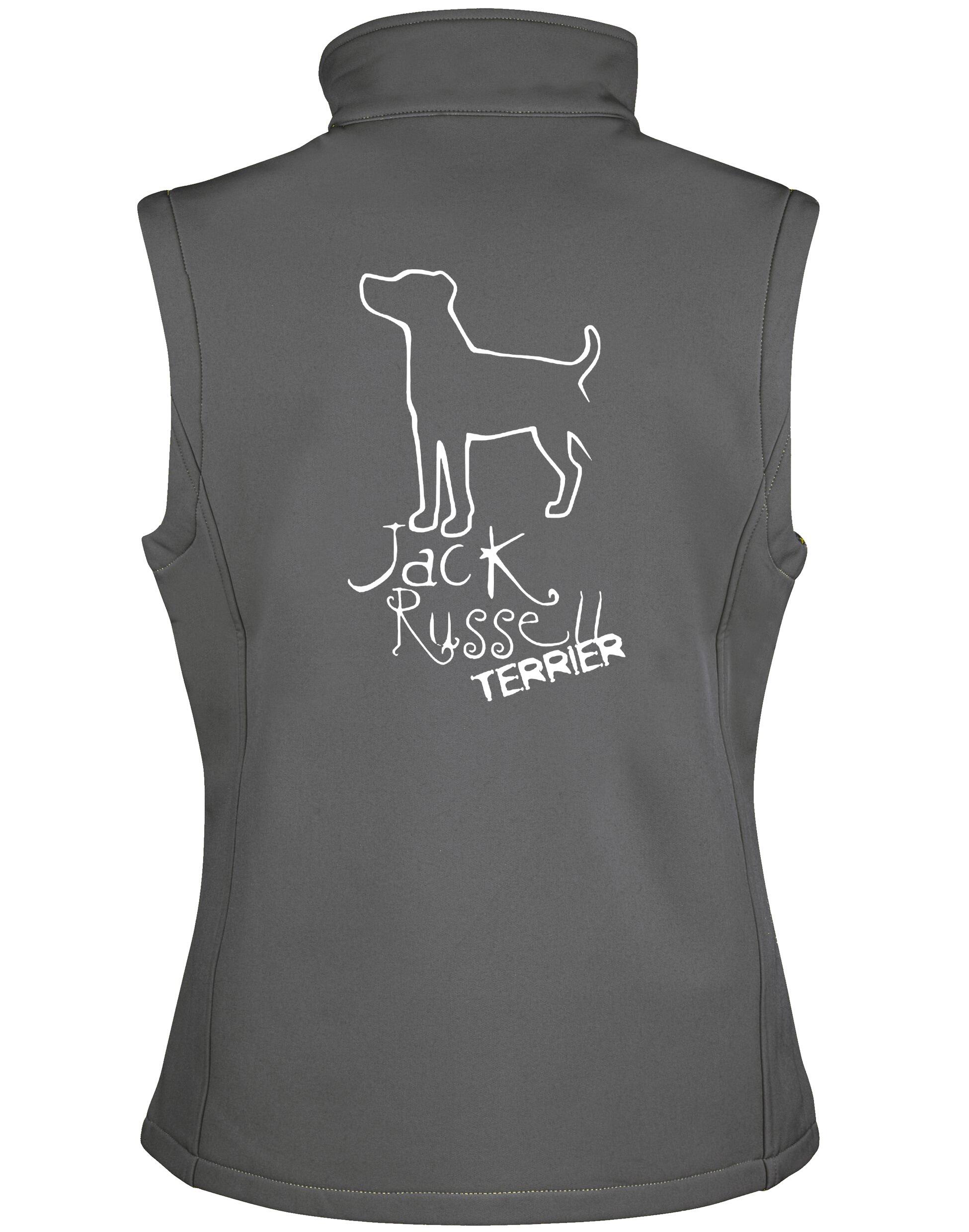 Jack Russell Terrier Unisex Softshell Gilet featuring breed-inspired artwork, water-resistant fabric, and fleece-lined comfort for outdoor adventures.