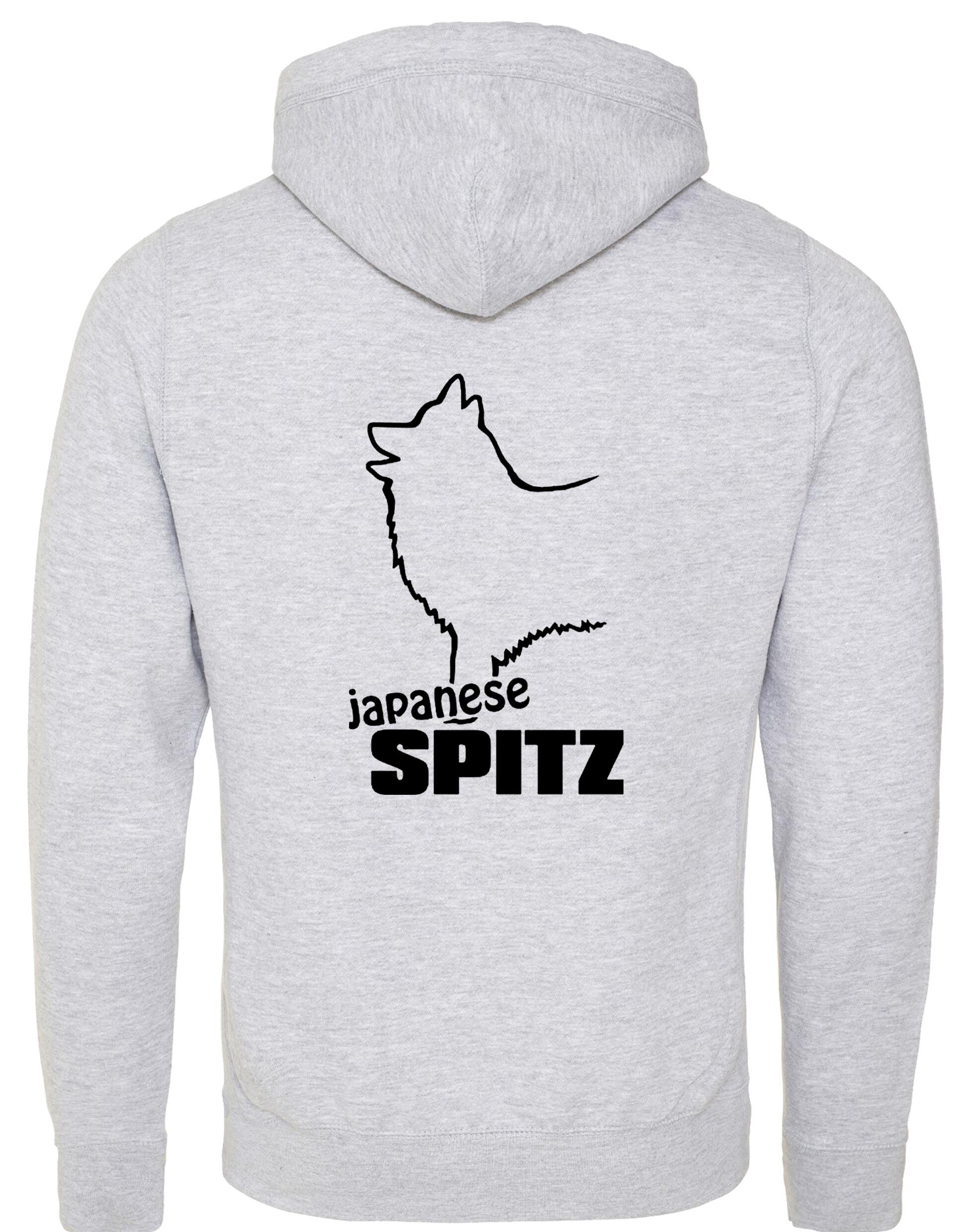 Unisex crossneck hoodie featuring exclusive Japanese Spitz artwork, designed for breed enthusiasts.