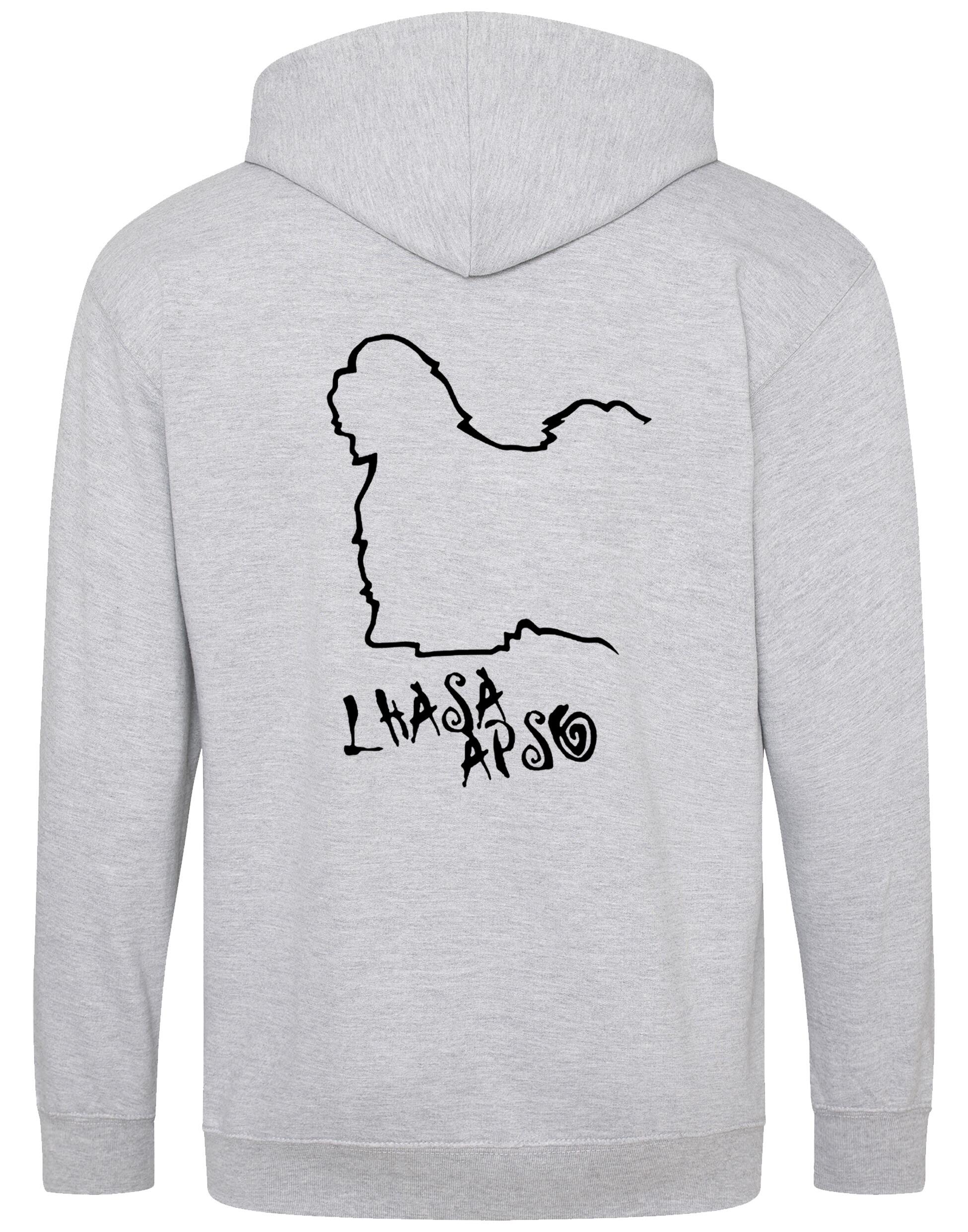Lhasa Apso Zipped Hoodie with exclusive breed design, personalisation options, and a soft fleece interior for warmth and comfort.
