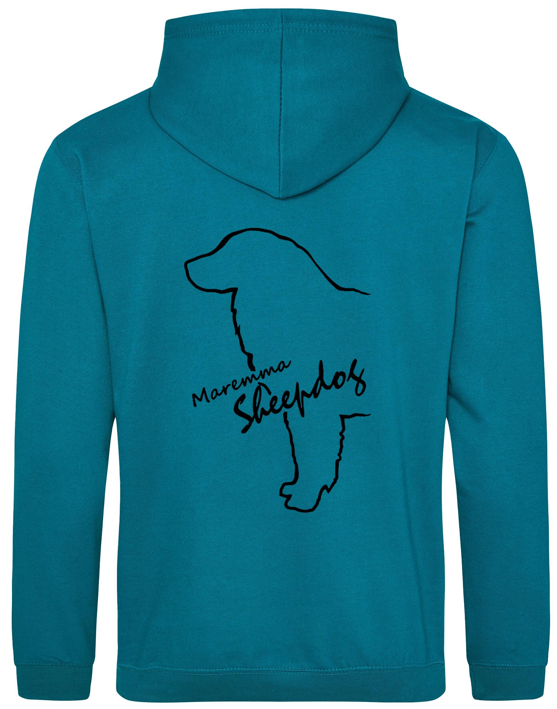 Maremma Sheepdog pullover hoodie featuring exclusive breed artwork, a fleece-lined interior, and personalisation options for dog lovers.