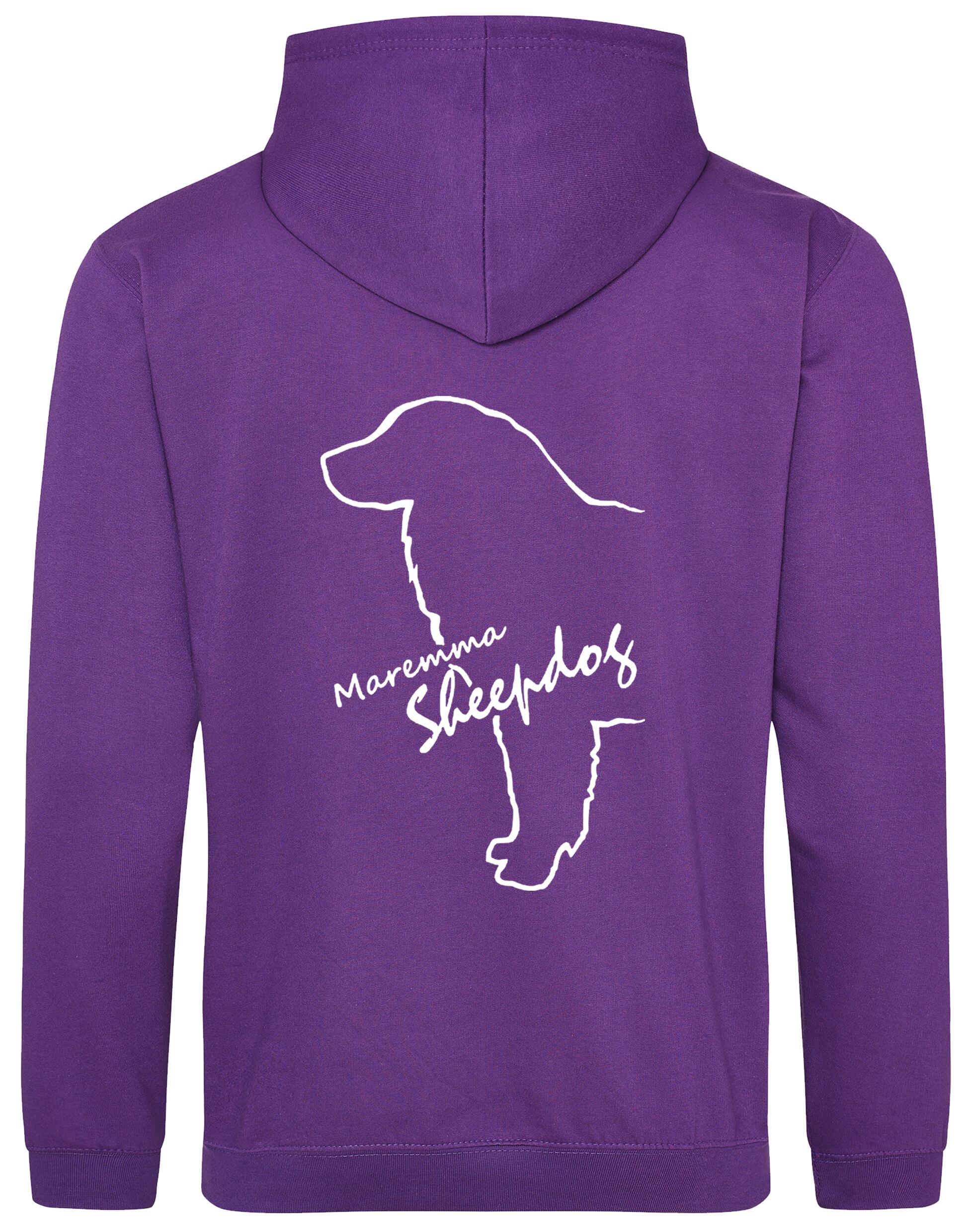 Maremma Sheepdog pullover hoodie featuring exclusive breed artwork, a fleece-lined interior, and personalisation options for dog lovers.