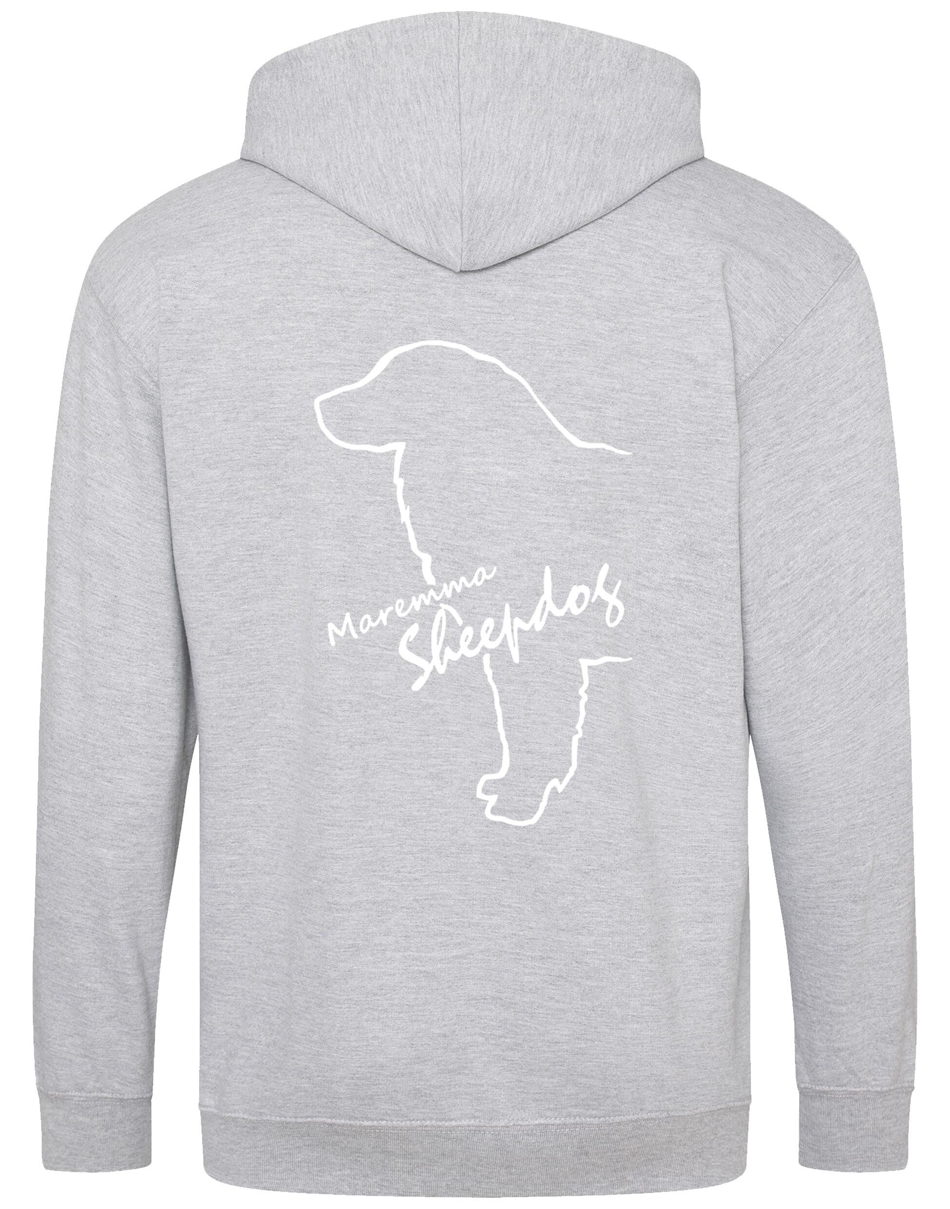 Maremma Sheepdog zipped hoodie with exclusive breed artwork, a warm fleece interior, and personalisation options.