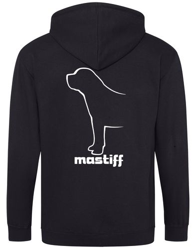 Mastiff Zipped Hoodie featuring exclusive breed artwork, soft fleece lining, and personalised options for dog lovers.
