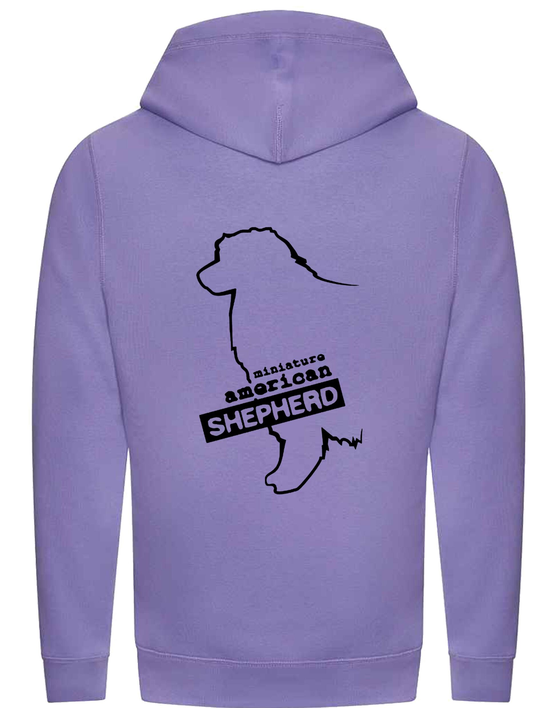 Miniature American Shepherd Crossneck Pullover Hoodie featuring exclusive breed artwork, soft fleece lining, and a stylish modern design.