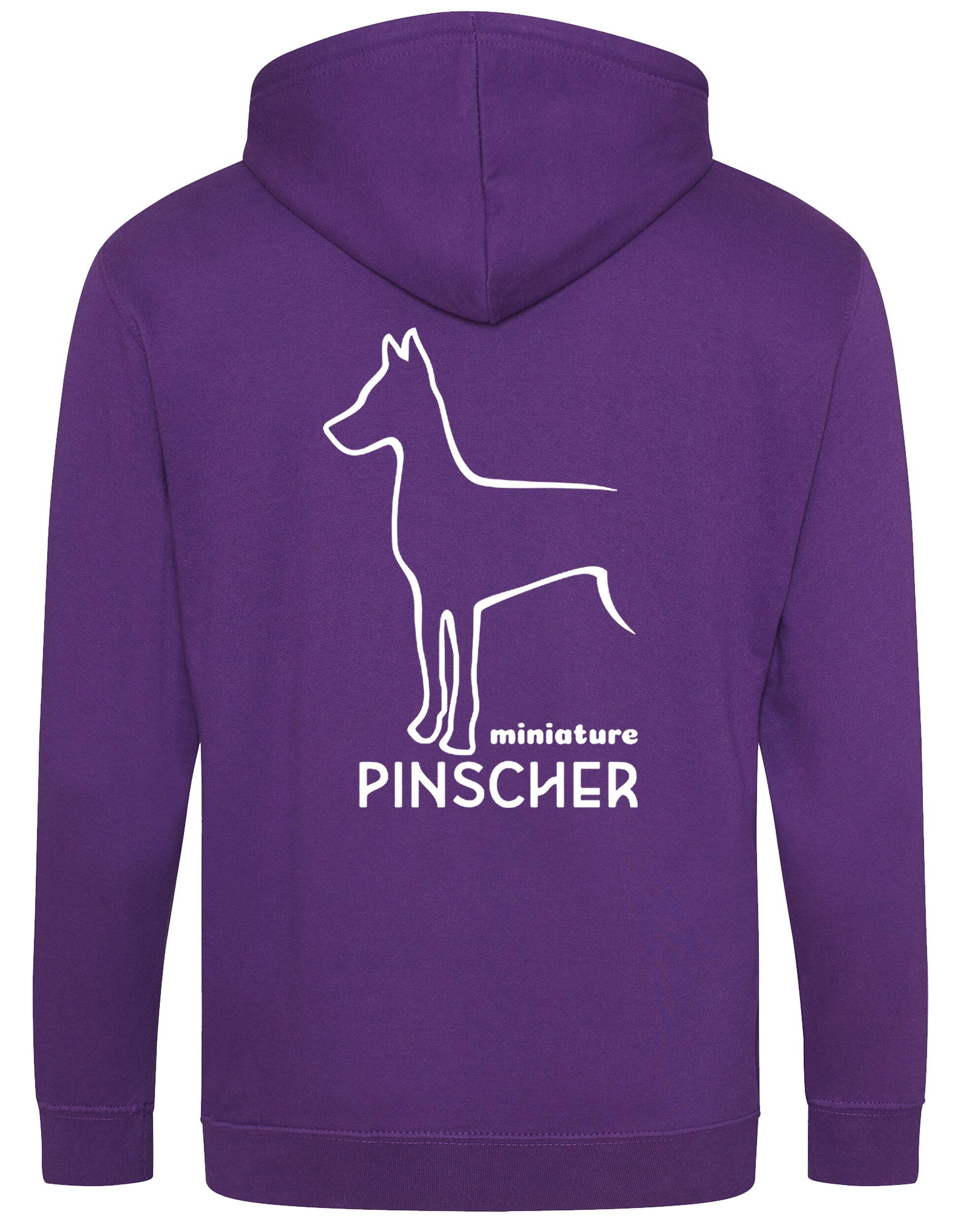 Miniature Pinscher Zipped Hoodie with exclusive breed design, soft fleece lining, and customisation options.