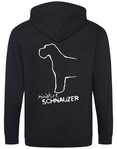Miniature Schnauzer Zipped Hoodie with exclusive breed artwork, full-zip design, and cosy fleece lining for dog lovers.
