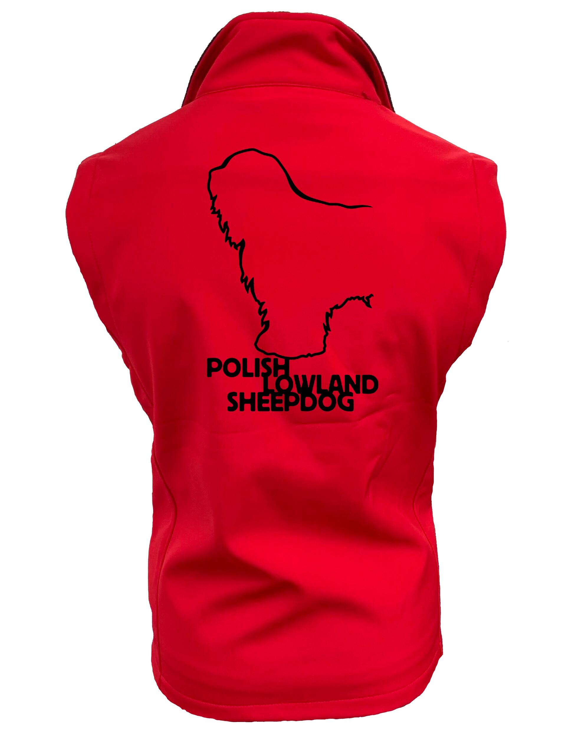 Polish Lowland Sheepdog Unisex Softshell Jacket featuring exclusive breed artwork, water-resistant fabric, and fleece-lined warmth for outdoor comfort.