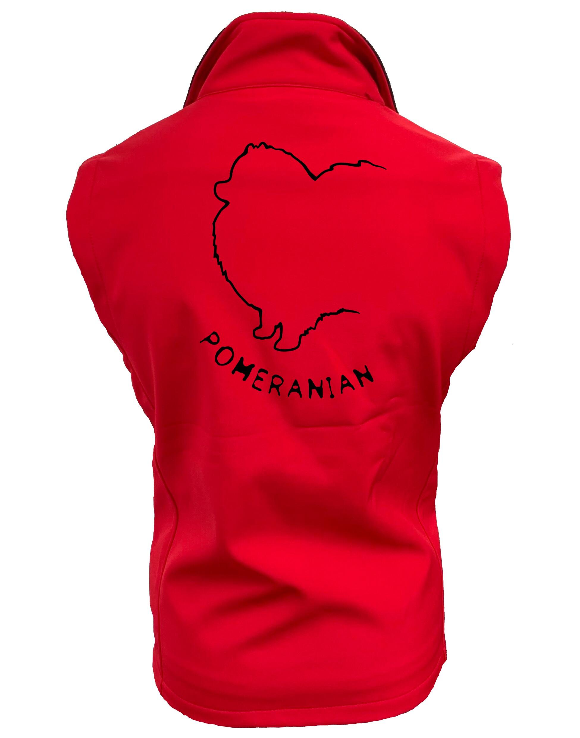 Pomeranian Unisex Softshell Gilet featuring an exclusive breed design, water-resistant fabric, and a fleece lining for warmth and style.
