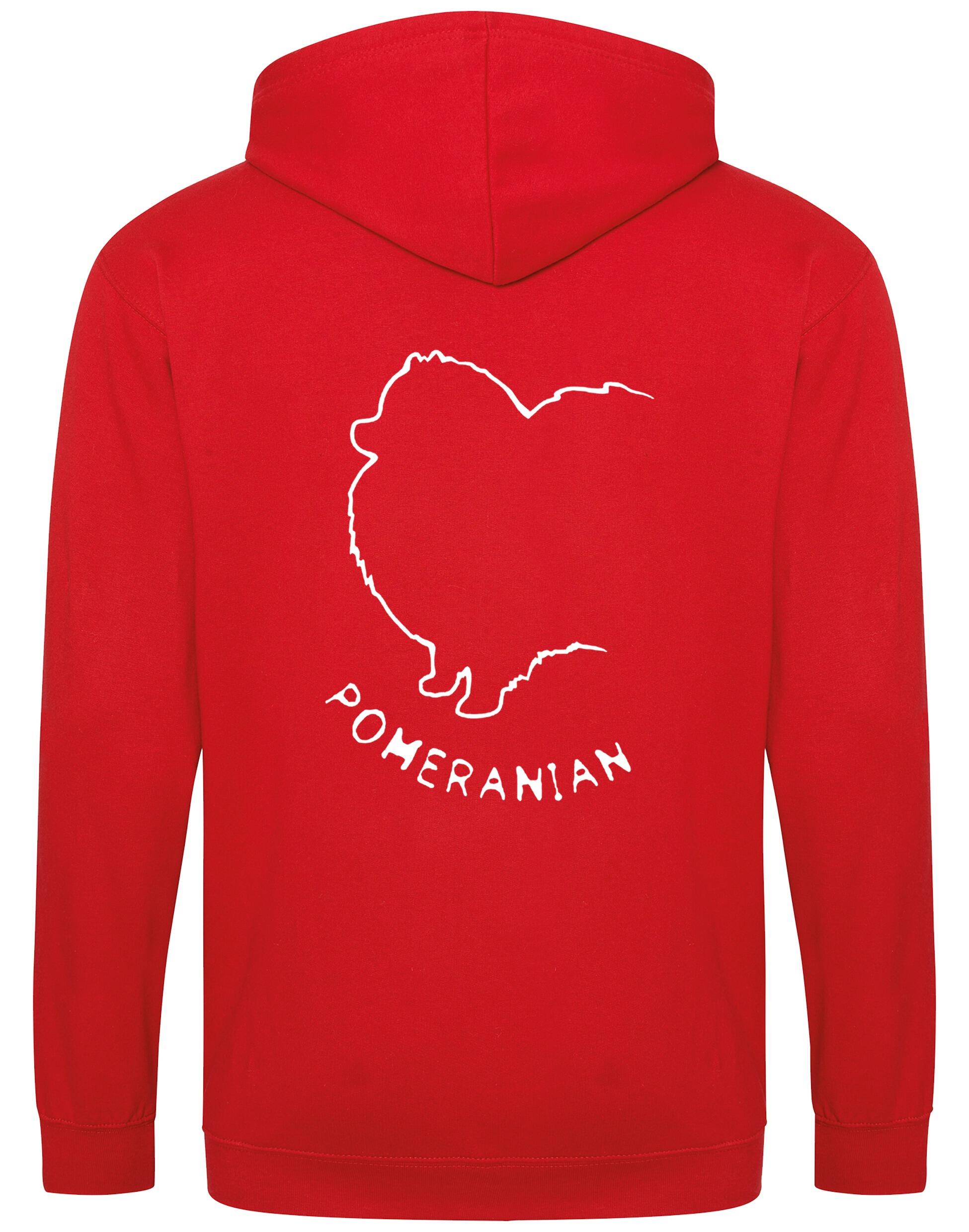 Pomeranian Zipped Hoodie featuring exclusive breed artwork, a soft fleece interior, and practical front pockets for warmth and functionality.