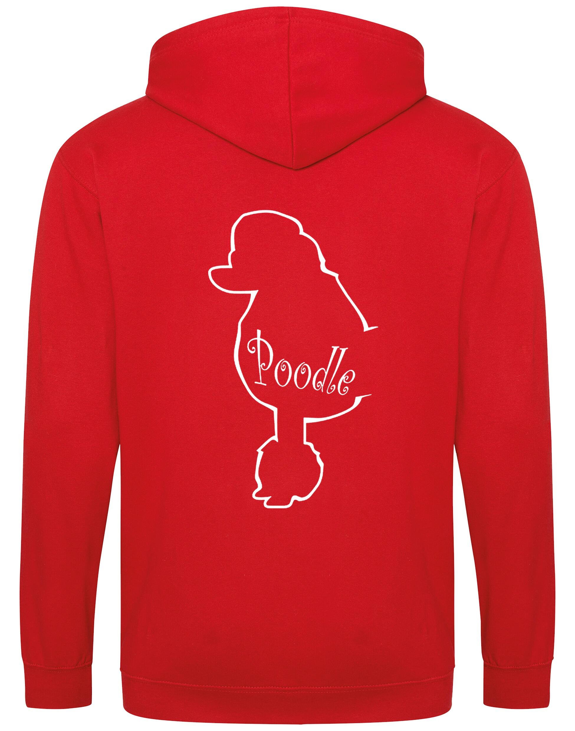Poodle Zipped Hoodie featuring exclusive breed artwork, full-zip closure, and soft fleece interior for stylish comfort.