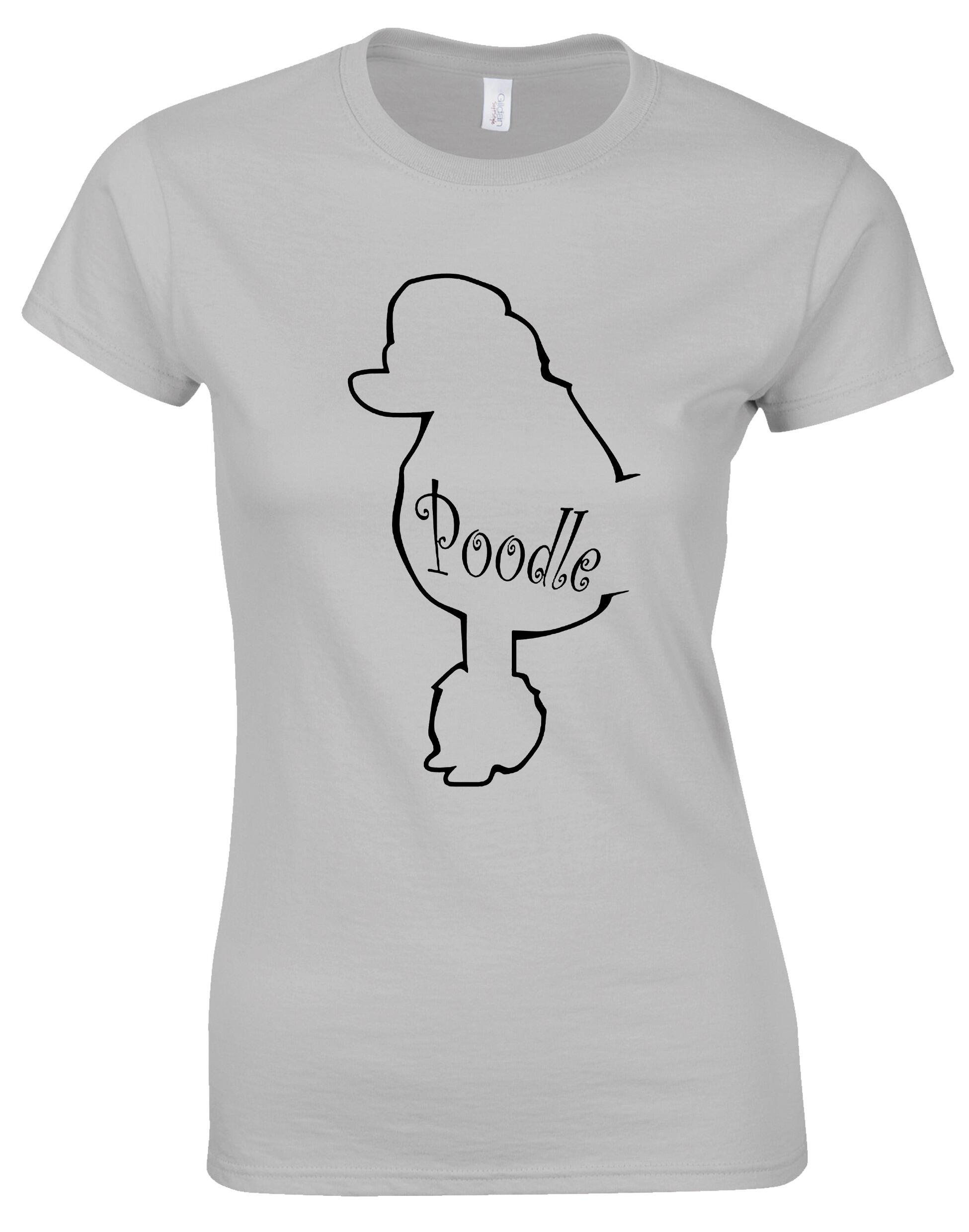 Poodle Female Roundneck T-Shirt featuring exclusive breed artwork, premium cotton fabric, and a flattering feminine fit for everyday comfort.