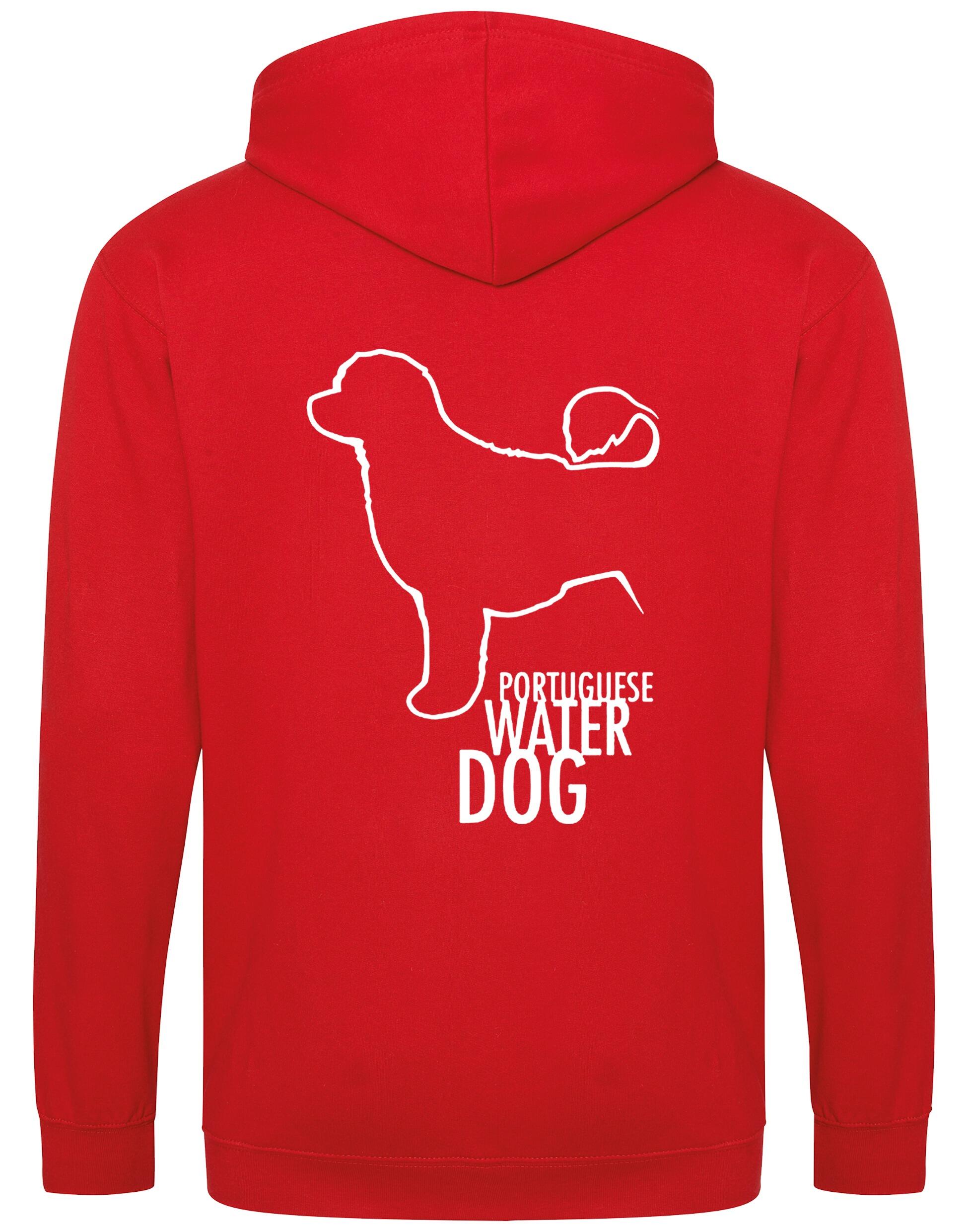 Portuguese Water Dog Zipped Hoodie featuring exclusive breed artwork, premium heavy-blend fabric with brushed fleece interior, full-zip closure, and practical design for versatile, stylish comfort.
