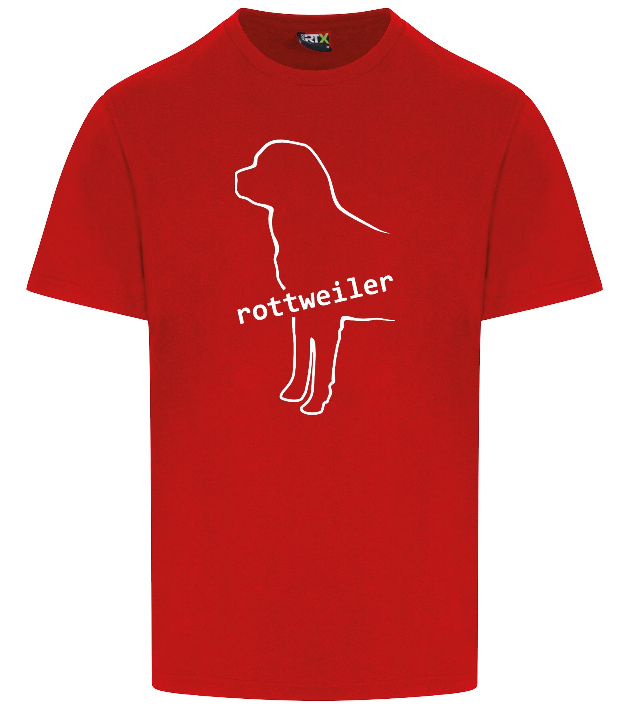 Rottweiler Unisex Roundneck T-shirt featuring exclusive breed artwork, soft breathable cotton fabric, relaxed unisex fit, and classic round neckline for comfort, style, and breed pride.