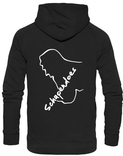 Schapendoes Pullover Hoodie featuring exclusive breed artwork, cozy brushed fleece interior, kangaroo pocket, double-fabric hood, and personalization options for stylish comfort and breed pride.