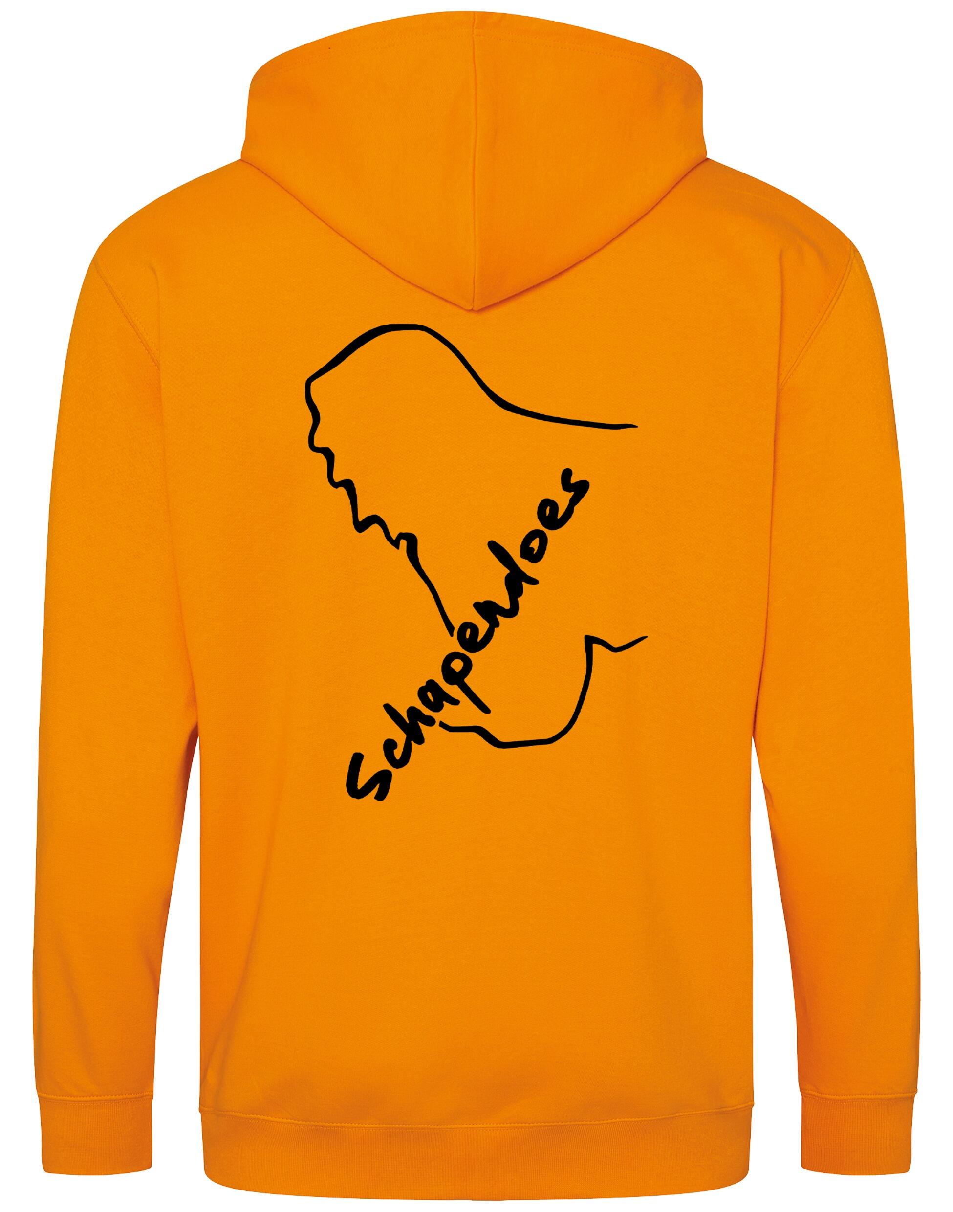 Schapendoes Zipped Hoodie featuring exclusive breed artwork, soft brushed fleece lining, double-fabric hood, front pockets, full-zip closure, and personalization options for stylish comfort and breed pride.