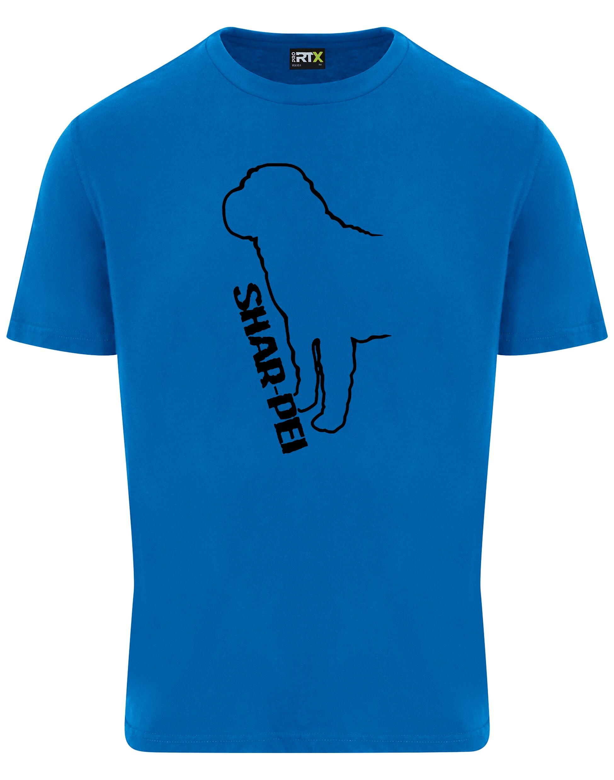 Unisex Roundneck T-shirt featuring exclusive Shar Pei graphic design.