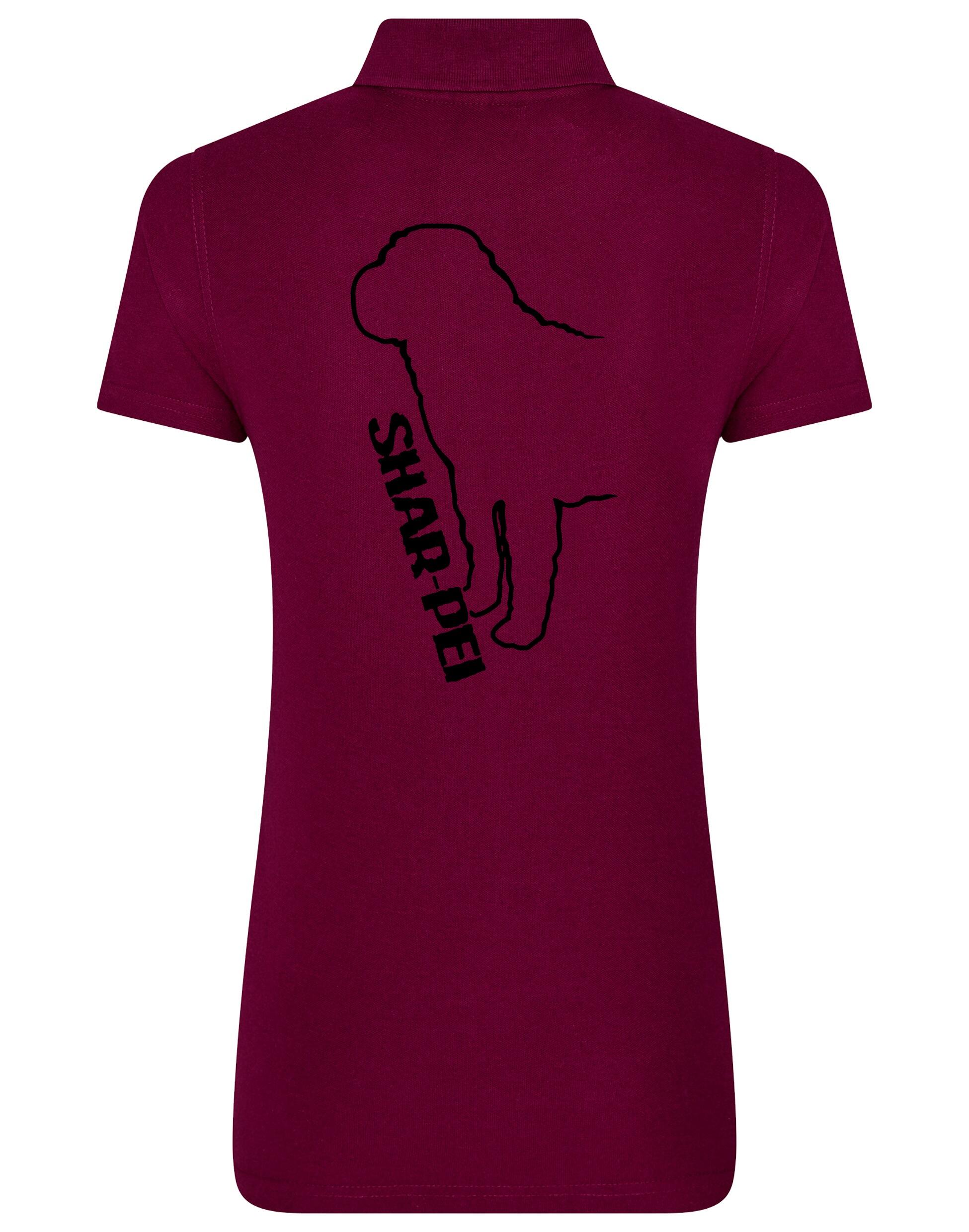 Women's Cotton Polo featuring exclusive Shar Pei graphic design.