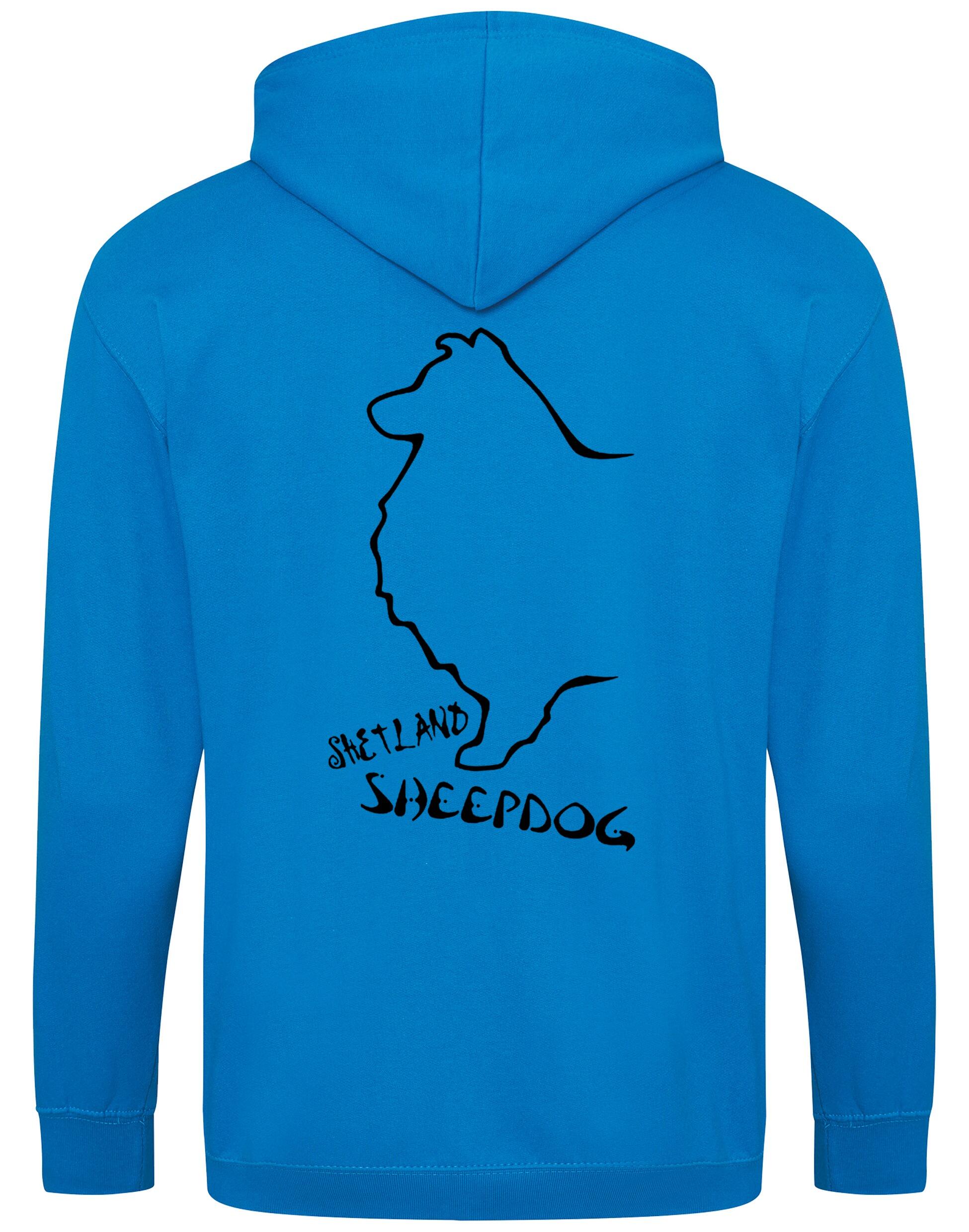 Shetland Sheepdog Zipped Hoodie featuring exclusive Sheltie graphic design.