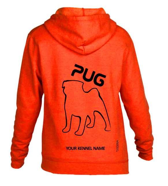 Pug (Outline) Dog Breed Hoodies Women's & Men's Full Zipped Heavy Blend Exclusive Dogeria Design