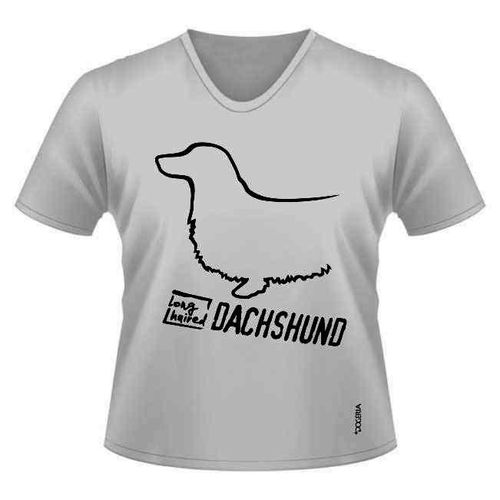 Dachshund Longhaired T-Shirt Women's V Neck Premium Cotton