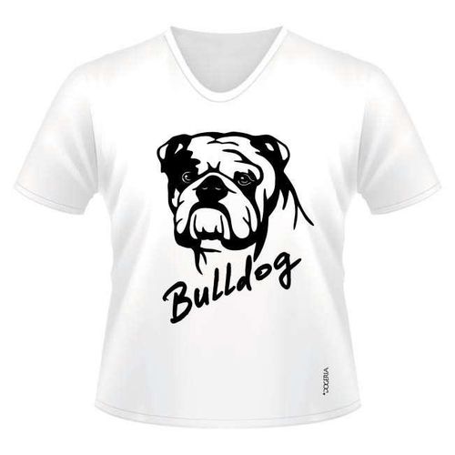 Bulldog (Head) Women's V Neck T-shirt Premium Cotton