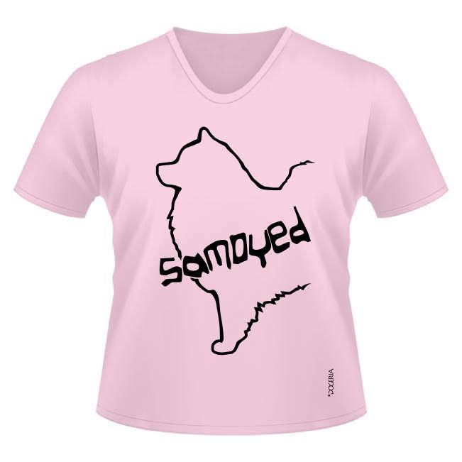 Samoyed T-Shirts Women's V Neck Premium Cotton